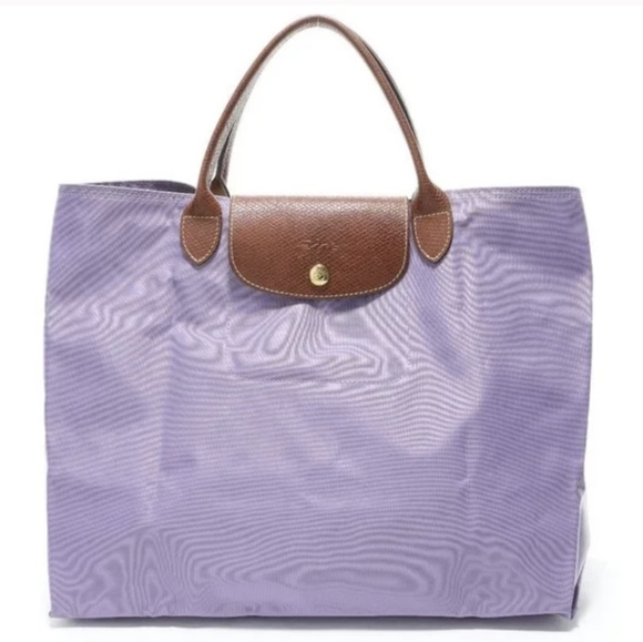 Longchamp Handbags - Longchamp Le Pliage "Cabas" Tote Purple and Brown.